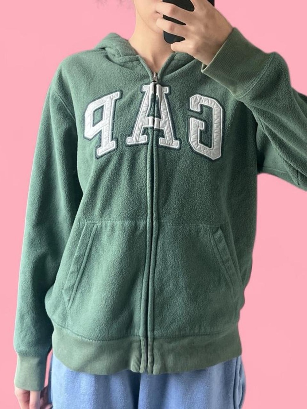 GAP Green Fleece Zip-Up Hoodie